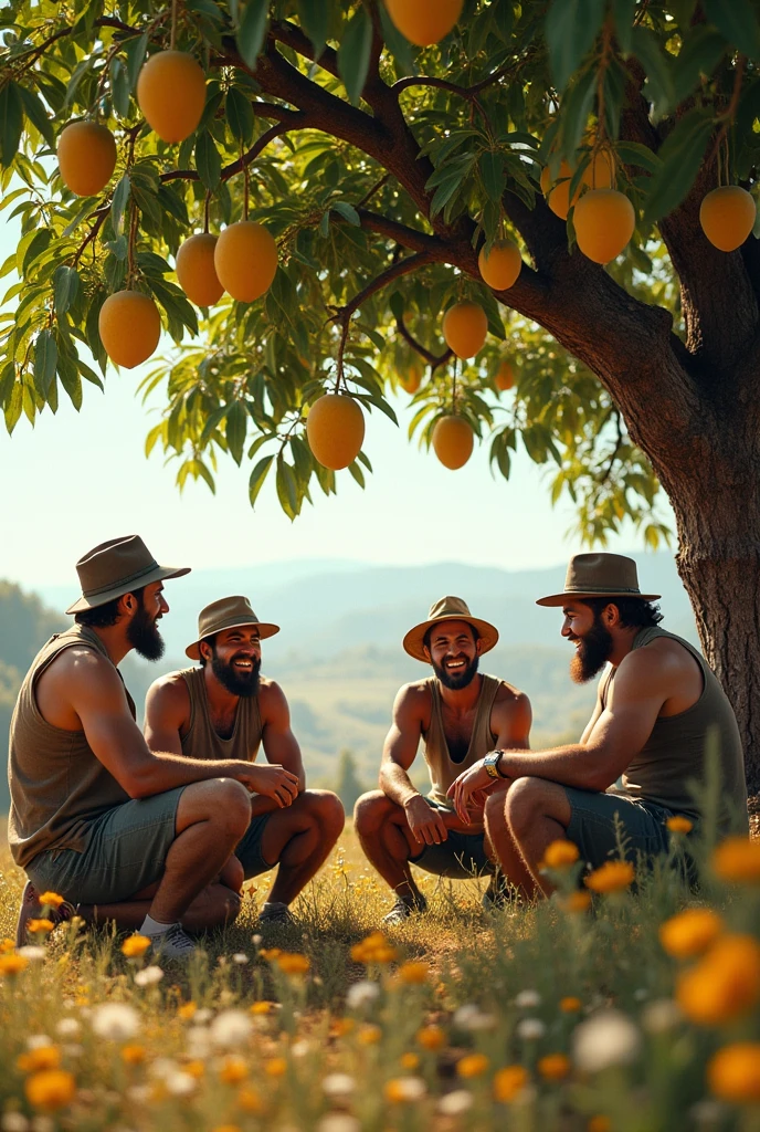 Men talk men near mango tree