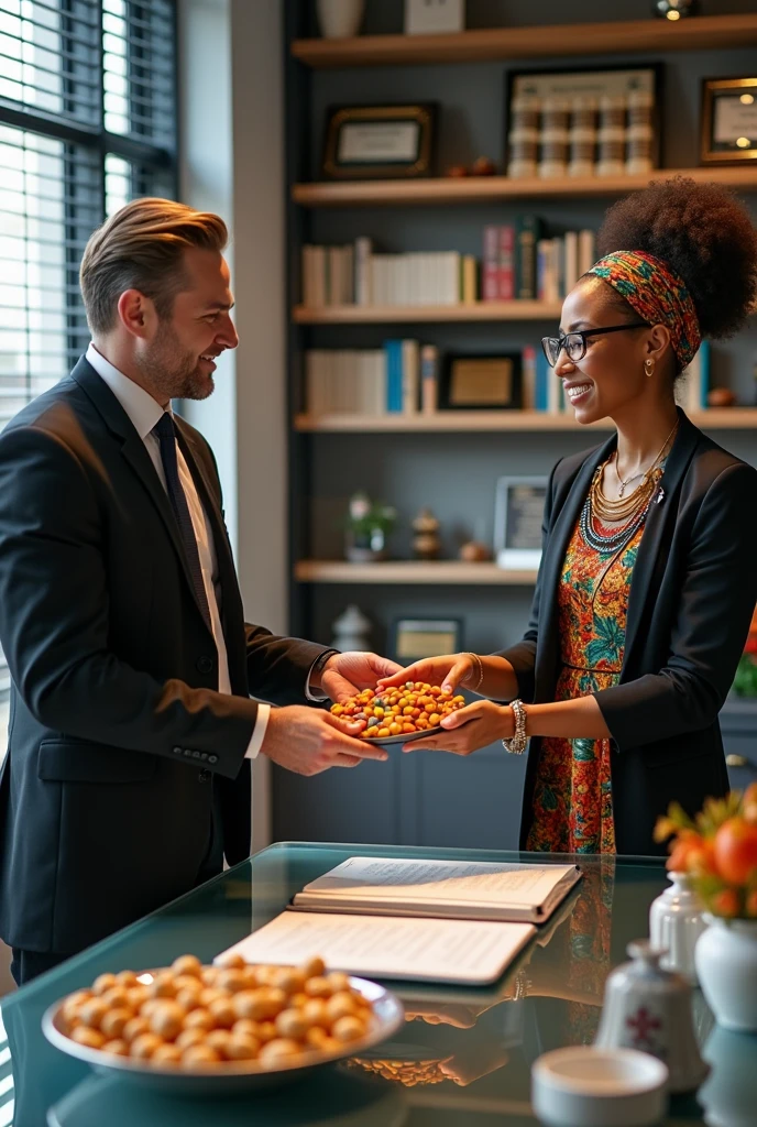 Lawyer giving peanut candy to homosexual