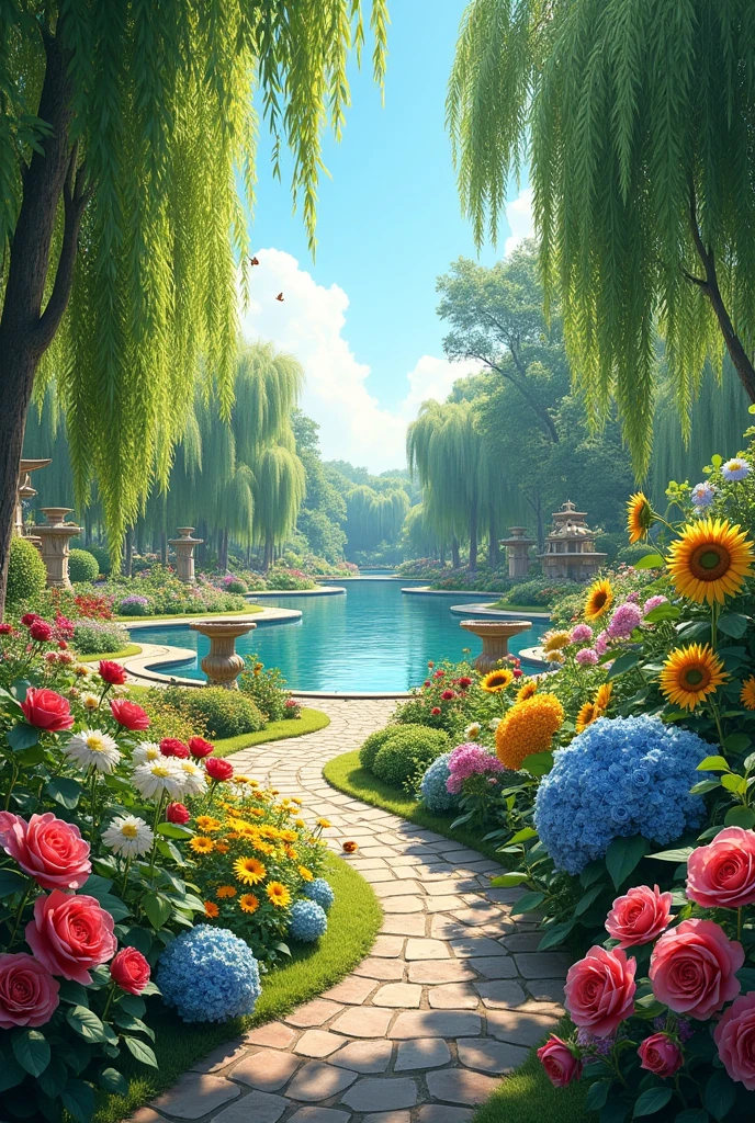 Panoramic high-definition garden view