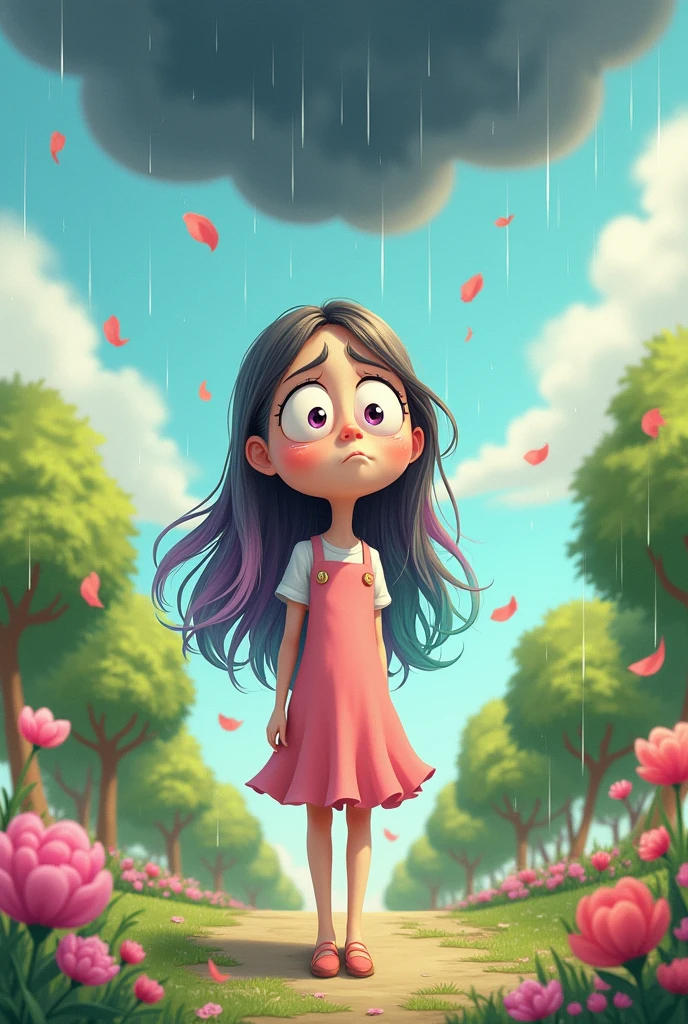 sad girl cartoon character girl 