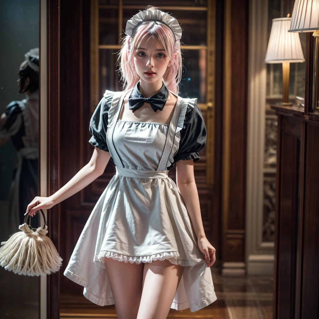 (Full Body of Extremely Detailed((9 Maid Group in a row:1.37))), KAWAII perfect face, Reflective Eyes, Detailed(Delicate Clothing textures), Correct graceful legs, Dynamic Joyful Expressions LifeLike Rendering, Specular Reflection, TopQuality 8K Ultra-detailed masterpiece (ProfessionalPhoto:1.37), (Acutance:0.8), (Luminism:1.28), Renaissance art style, Colorful Light particles, ((Full body from side)), {MicroMini Skirt|Kissing|Undressing|Thigh Gap|Cute Peach AssFocus|NakedApron with SideBoob}, Radiant Fine Skin with Transparency, (Exposed:0.4), {Pink Hair|LightBlue Hair|Platinum Blonde|Pure White Hair|Liquid Hair}, Perfect Lighting