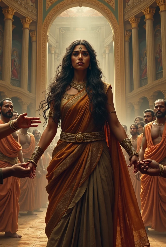 Vastra haran of Draupadi, Mahabharat, ultrarealistic.