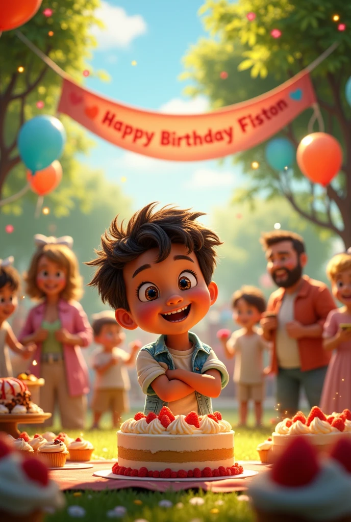 'anniversaire avec le nom de Fiston
