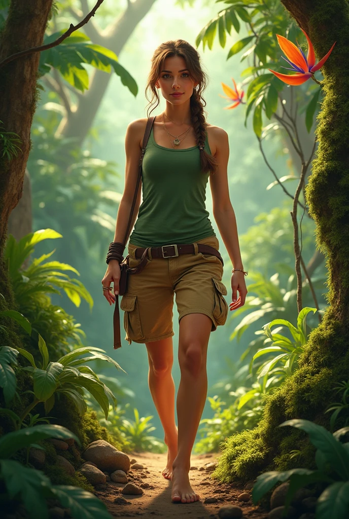 Jane porter tarzan in jungle outfit barefoot
