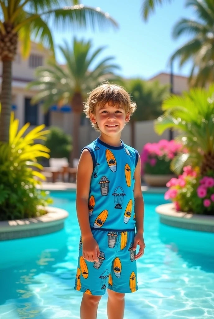 A boy with swimming suit 