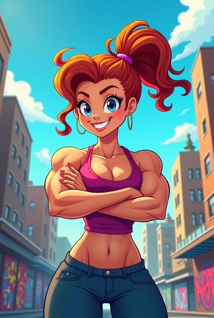 Muscle   cartoon woman   look at you