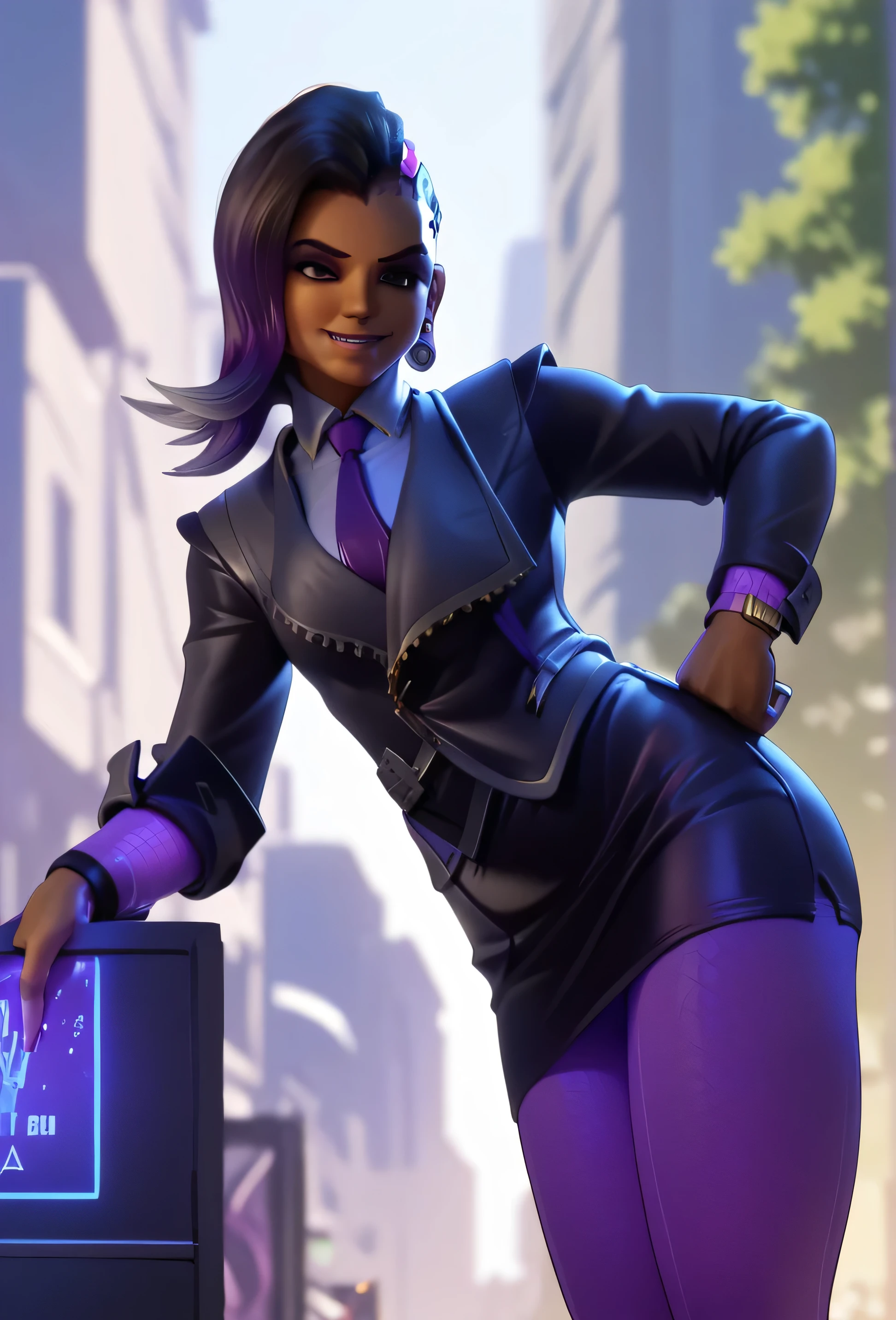 score_9, score_8_up, score_7_up, score_6_up, score_5_up, score_4_up, 3d,
owsombra, smirk, purple skirt suit, (((three-piece suit))), (((dress shirt))), (((purple necktie))), (((blazer))), (((suit jacket))), (((waistcoat))), double-breasted waistcoat, (((bodycon pencil skirt))