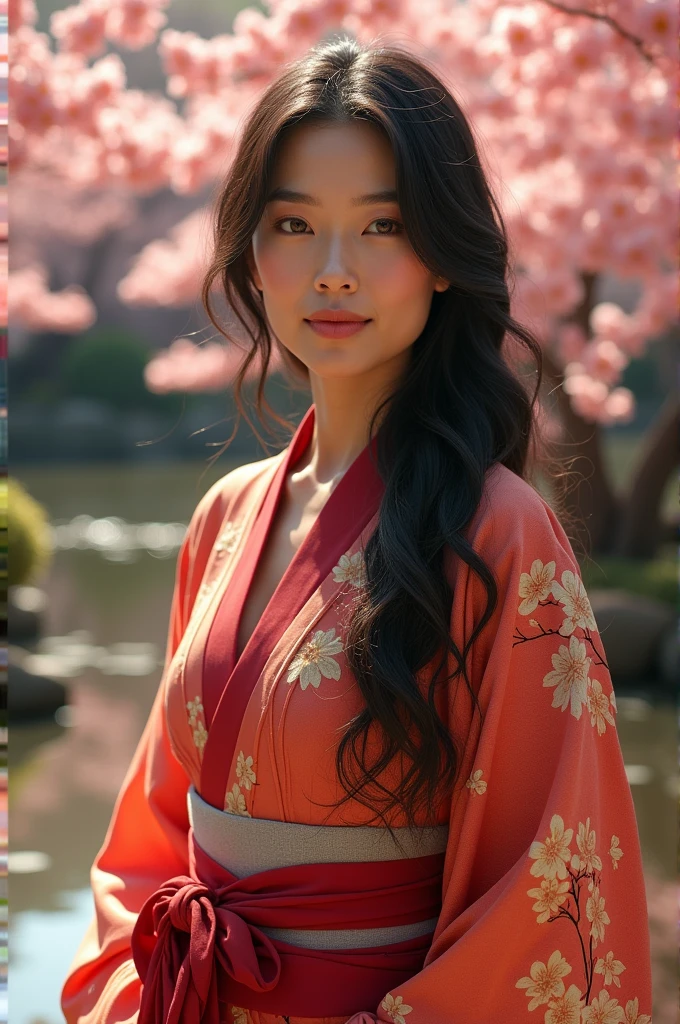 High resolution、Biologically correct、A 50-year-old woman in a hakama (traditional Japanese skirt) and sexually suggestive.