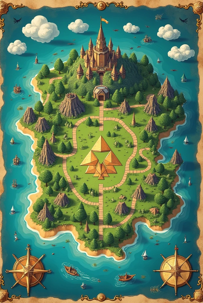 Zelda Map in French with Triforce Island