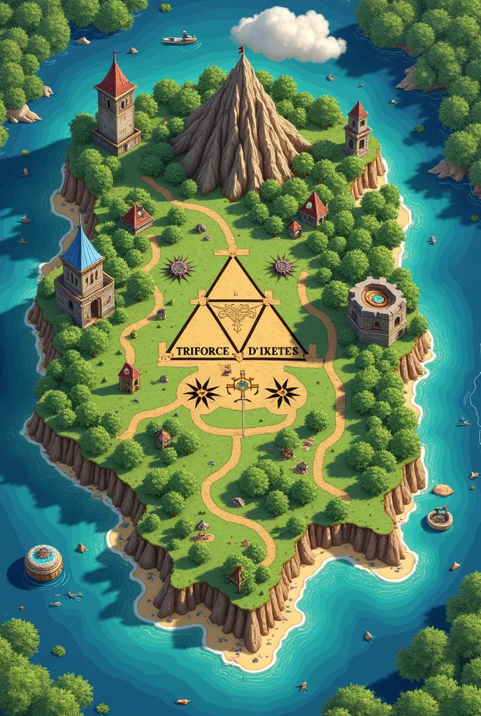 Zelda Map in French with Triforce Island