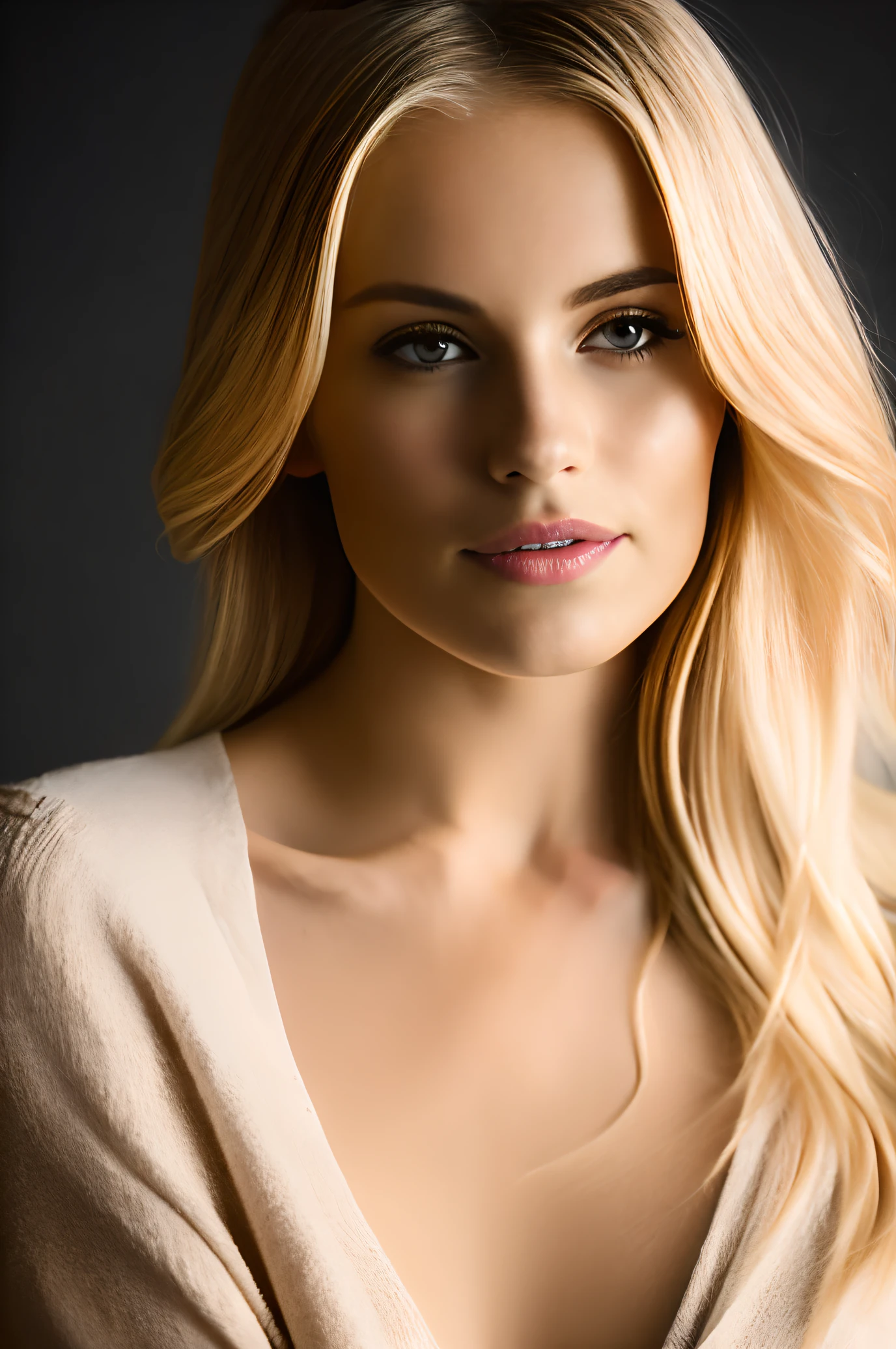 Femme blonde nue posant pour une photo dans un studio, belle femme blonde, Femme blonde, blonde and attractive features, blonde belle jeune femme, belle fille blonde, une belle blonde, Fille sexy aux longs cheveux blonds, Jeune femme blonde, longs cheveux blonds et grands yeux, cute female model, cheveux blonds et grands yeux, Souriant, assis sur le lit, nue , studio lighting, ambiance nuit, grand, grand, Firm and generous breasts