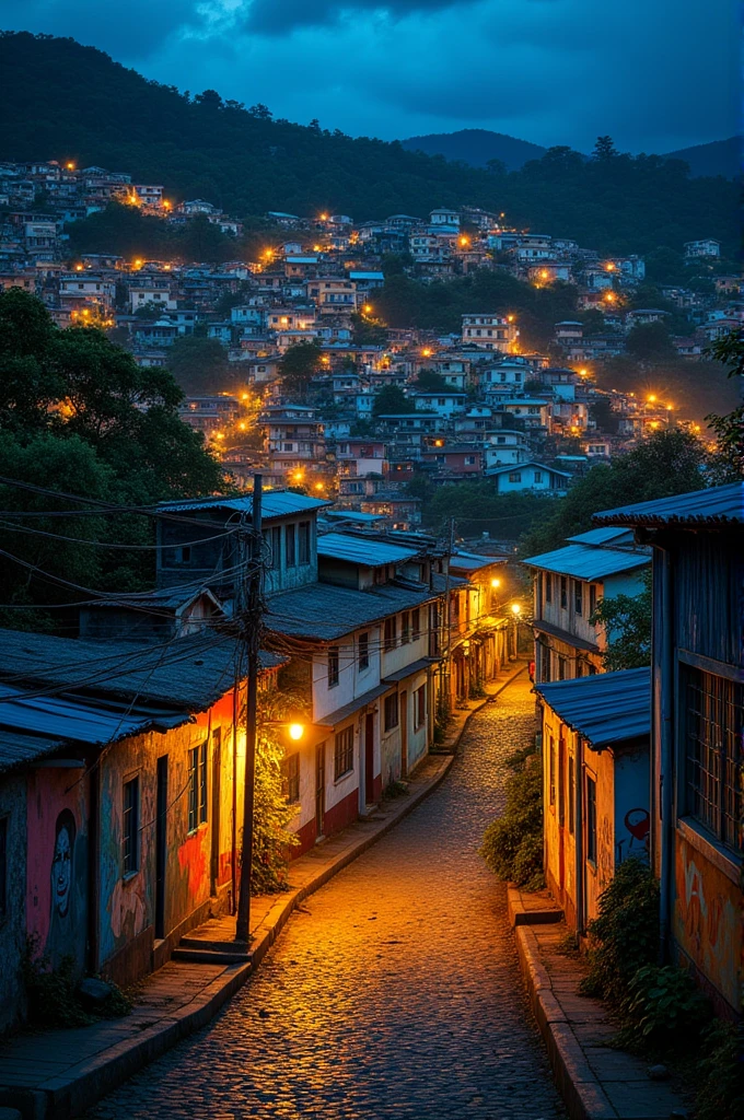 Favela at night