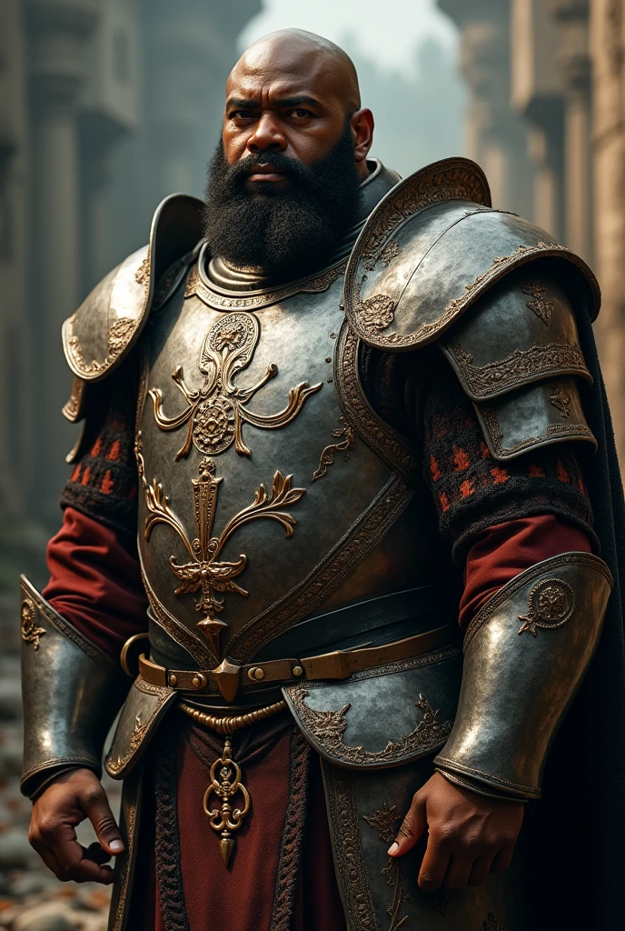 Hyperrealistic Very Detailed Highest Realistic Quality very Realistic 8KUHD very detailed highly photorealistic very realistic highly detailed closeup portrait photo of a Realistic Bald Black African American Sexy Bald Daddy Hairy Bearded Bear Beefy Muscle Bear Chubby Thick Muscle Beefy Buff Bodybuilder Muscle Bear Bald Black African American man wearing armor in Game of Thrones, Realistic Game of Thrones Photoshoot, 46 years old, very short thick neck, 8K resolution very realistic detailed neck lines, 8K resolution very realistic neck, 8K resolution very realistic detailed neck, 8K resolution very realistic face, 8K resolution very realistic face details, 8k uhd, very high quality, hyper realistic, realistic attention to detail, 8K resolution very Realistic Arms details, 8K resolution very realistic arms, 8K resolution very Realistic Hands details, 8K resolution very realistic hands, 8K resolution very Realistic Fingers details, 8K resolution very realistic finger, 8K resolution very realistic lips details, 8K resolution very realistic lips, and 8K resolution very realistic mouth details, 8K resolution very Realistic Body details, 8K resolution very realistic bellybutton, 8K resolution very realistic eyes, 8K resolution very realistic detailed eyes, 8K resolution very realistic body, 8K resolution very realistic pecs, 8K resolution very real realistic belly, 8K resolution very realistic chest, 8K resolution very realistic African American Beard, 8K resolution very realistic African American Body hair, 8K resolution very realistic skin details, 8K resolution Very Realitic Men's Clothes Details, 8K Resolution Very Realistic Men's Clothes, High Quality Detailed Photoshoot, packed with hidden details, realistic very defined details, Best Realistic Quality, No Merged Arms, ( Ultra Detailed ) 8K very realistic excellent natural really good lighting, award - winning photograph, 8K very realistic surrounding lighting