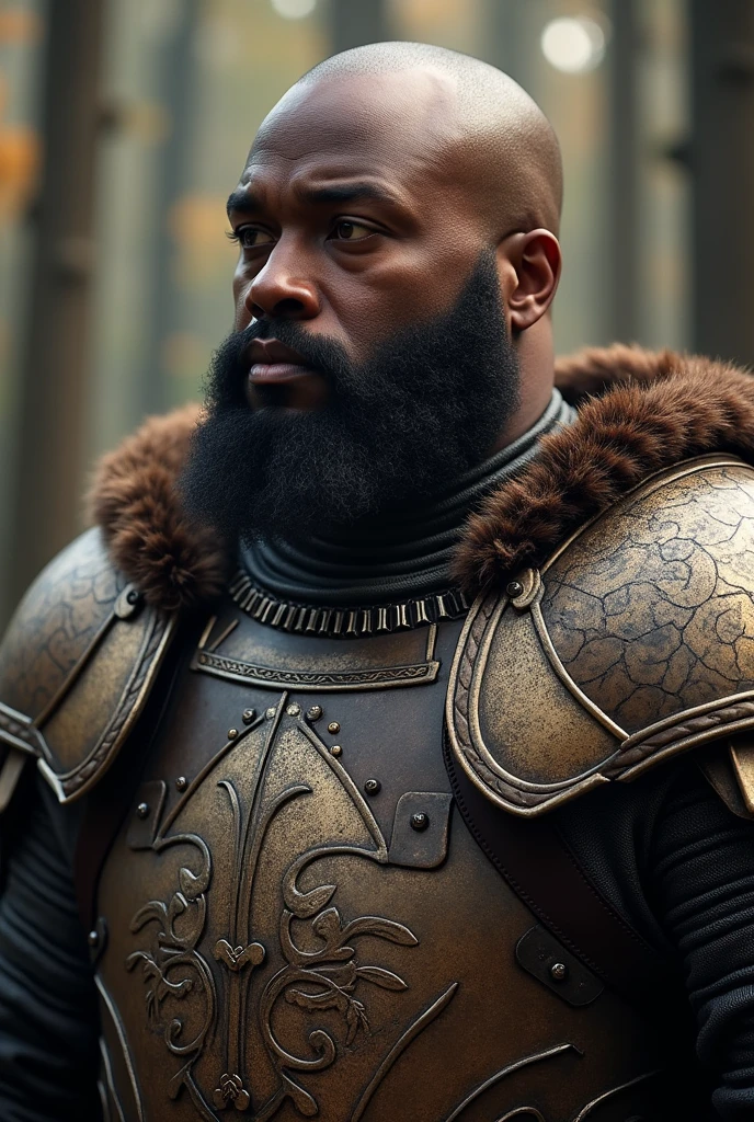 Hyperrealistic Very Detailed Highest Realistic Quality very Realistic 8KUHD very detailed highly photorealistic very realistic highly detailed closeup portrait photo of a Realistic Bald Black African American Sexy Bald Daddy Hairy Bearded Bear Beefy Muscle Bear Chubby Thick Muscle Beefy Buff Bodybuilder Muscle Bear Bald Black African American man wearing armor in Game of Thrones, Realistic Game of Thrones Photoshoot, 46 years old, very short thick neck, 8K resolution very realistic detailed neck lines, 8K resolution very realistic neck, 8K resolution very realistic detailed neck, 8K resolution very realistic face, 8K resolution very realistic face details, 8k uhd, very high quality, hyper realistic, realistic attention to detail, 8K resolution very Realistic Arms details, 8K resolution very realistic arms, 8K resolution very Realistic Hands details, 8K resolution very realistic hands, 8K resolution very Realistic Fingers details, 8K resolution very realistic finger, 8K resolution very realistic lips details, 8K resolution very realistic lips, and 8K resolution very realistic mouth details, 8K resolution very Realistic Body details, 8K resolution very realistic bellybutton, 8K resolution very realistic eyes, 8K resolution very realistic detailed eyes, 8K resolution very realistic body, 8K resolution very realistic pecs, 8K resolution very real realistic belly, 8K resolution very realistic chest, 8K resolution very realistic African American Beard, 8K resolution very realistic African American Body hair, 8K resolution very realistic skin details, 8K resolution Very Realitic Men's Clothes Details, 8K Resolution Very Realistic Men's Clothes, High Quality Detailed Photoshoot, packed with hidden details, realistic very defined details, Best Realistic Quality, No Merged Arms, ( Ultra Detailed ) 8K very realistic excellent natural really good lighting, award - winning photograph, 8K very realistic surrounding lighting