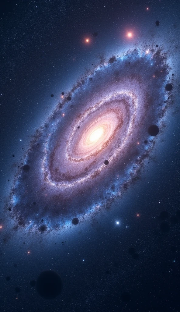 "A vast cosmic scene with countless stars and galaxies spread across the dark expanse of space, featuring spiral, elliptical galaxies glowing in hues of blue, purple, and white, with bright nebulae adding depth to the dark background. The scene should evoke a sense of the infinite and majestic beauty of the universe."