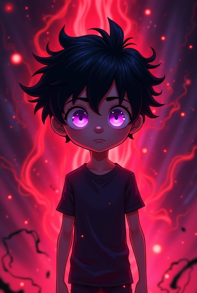 A boy with black hair and purple eye and with a red Aura  2 d
