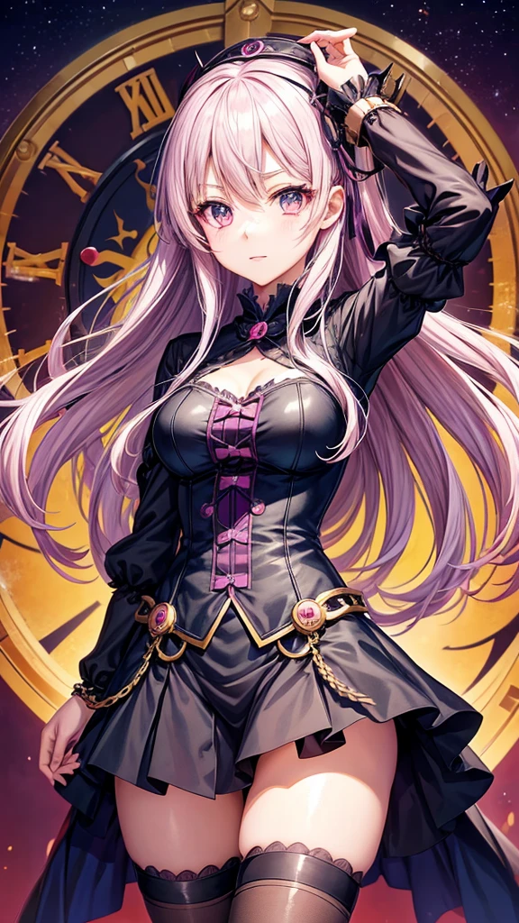 anime girl in a dress with a clock in the background, anime moe artstyle, gothic maiden anime girl, anime wallaper, demon anime girl, nightcore, anime monster girl, anime style like fate/stay night, hanayamata, gapmoe yandere grimdark, hd anime wallaper, (anime girl), steampunk beautiful anime woman