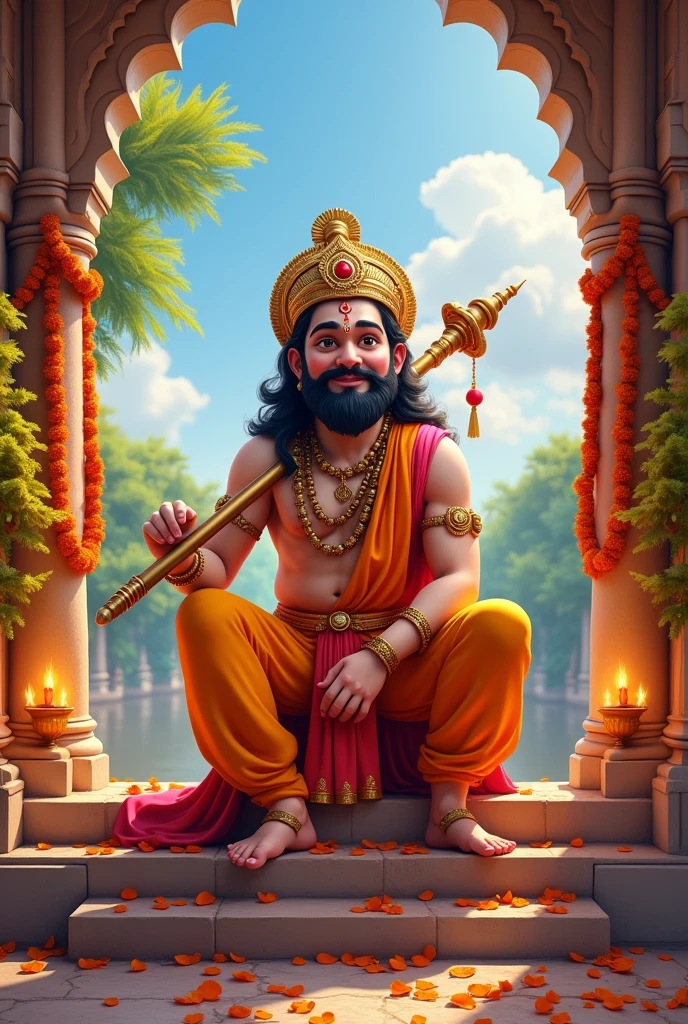 Hanuman ji Bajrangbali Cute photos with temple