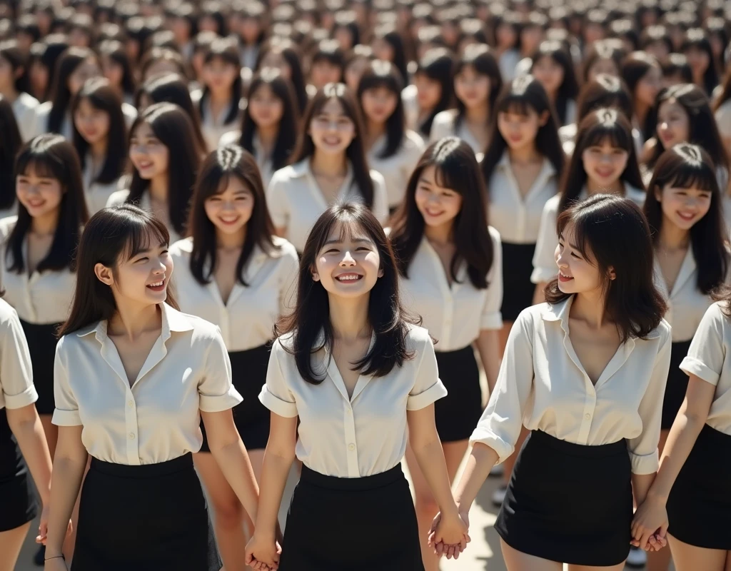[Japanese Clone girls=Myself], (Perfect Clone girls Raw Photography Art), (16K, Highest quality, Ultra-high resolution, Unrealistic, Unprecedented sight, A world of cloned girls multiplying, Ultra-realistic), (Japanese, woman, 26-year-old), (((((Small face, (((((Thick black hair, Semi-long hair)))))))))), ((Very beautiful detailed girls, Accurate body structure, Very detailed body, (((((Big Tits, J-Cup))))), (((White shirt, I can see the cleavage, Black Mini Skirt))), ((Dark Eyes, Mature face, Cute Smile, A gentle gaze)), (((((Happy laughter))))), (((((Very detailed, 1girl-1,000,000cloning))))), (((((A very detailed and precise description of the doppelganger, Perfectly the same girl, The exact same smile, Perfect same hair, Perfect same clothes, Exactly the same height, Perfect same J-cup))))), (((((clone girls only))))), ((Filling the Earth 1,000,000,000,000,000,000,000,000,000,000,000,000,000人のclone girls, Super dense, Focus on the middle of the group, I&#39;m happy to be surrounded by countless versions of myself, I want to drown in love with countless versions of myself., I want to be drowned in love with countless versions of myself around me., Holding hands, hug, hug, kiss, Touching breasts)), ((The sight of the ultimate super-crowded, 異常なSuper dense, Countless clone girls packed together tightly)), ((Bright and soft light)), ((((((((Very detailed and clear hyper-perspective drawing)))))))), (((Subject depth zero))), Seeing from a bird's perspective