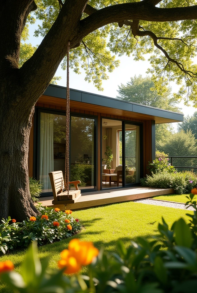 Modern small house with swing