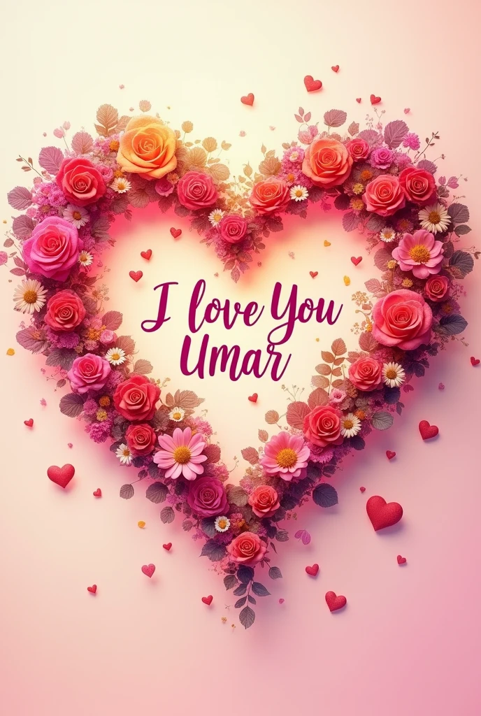 Creat an image full of love with text "I Love You Umar"