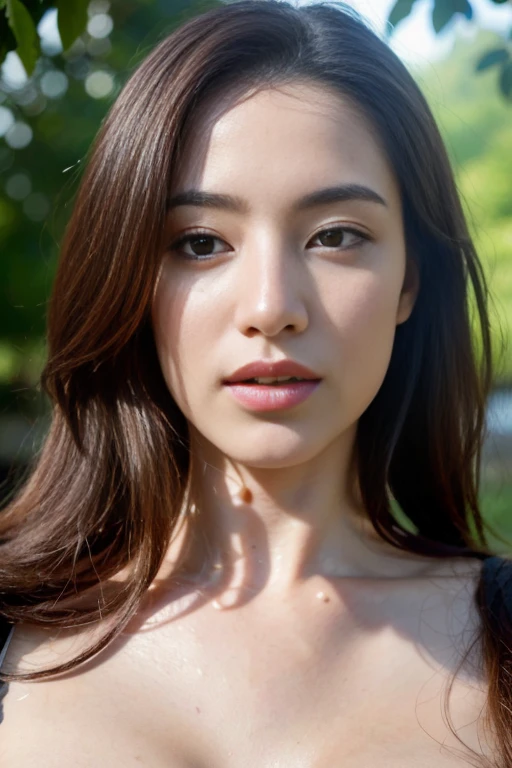 realistic young woman, with finger in her vagina, with pubic hair) (best quality, ultra-detailed, photorealistic), young woman with detailed facial features, expressive eyes (detailed lips), realistic rendering of skin texture and hair (natural lighting), vibrant colors in the background
