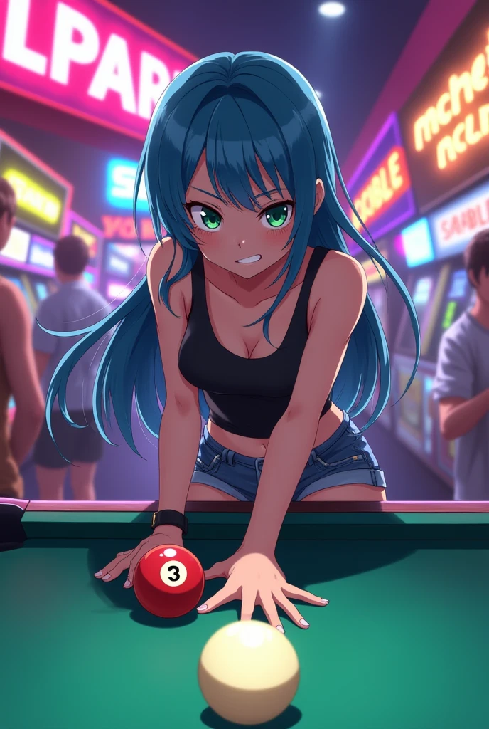 Anime character playing pool