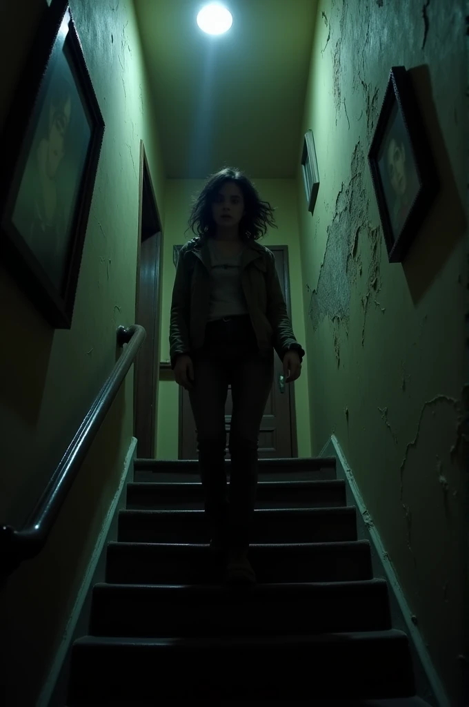 Amelia’s flashlight flickered as she climbed the stairs, the silence punctuated only by the occasional clink of her footsteps.**