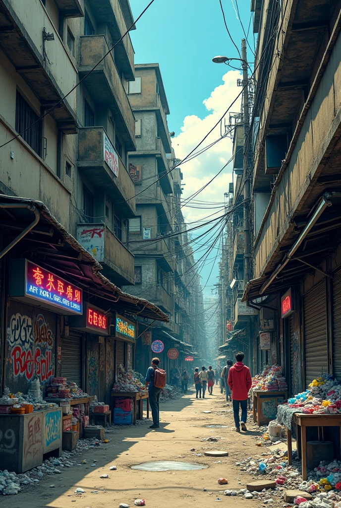 Design of a poor city for a manga