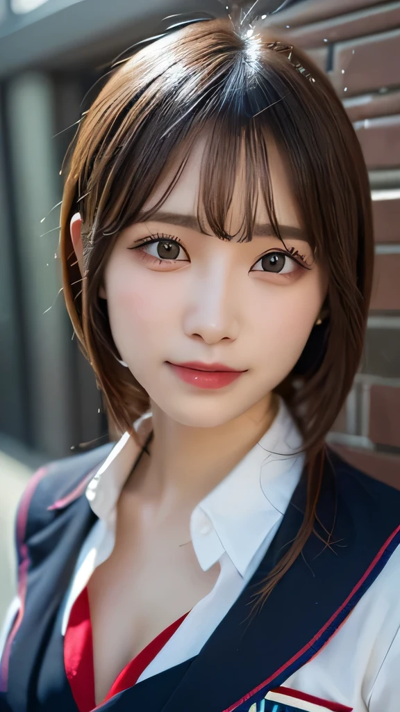original, (masterpiece), (figure), (Beautiful and vivid background:1.25), (Depth of written boundary:0.7), Highest quality, shape, Very detailed, High resolution, 8k wallpaper, Perfect dynamic composition, Ultra detailed face, Natural Lip , Cleavage, (The eyelashes on both eyes are equal and beautiful.), (looking at the camera), (smile), (Cosplay, uniform), whole body