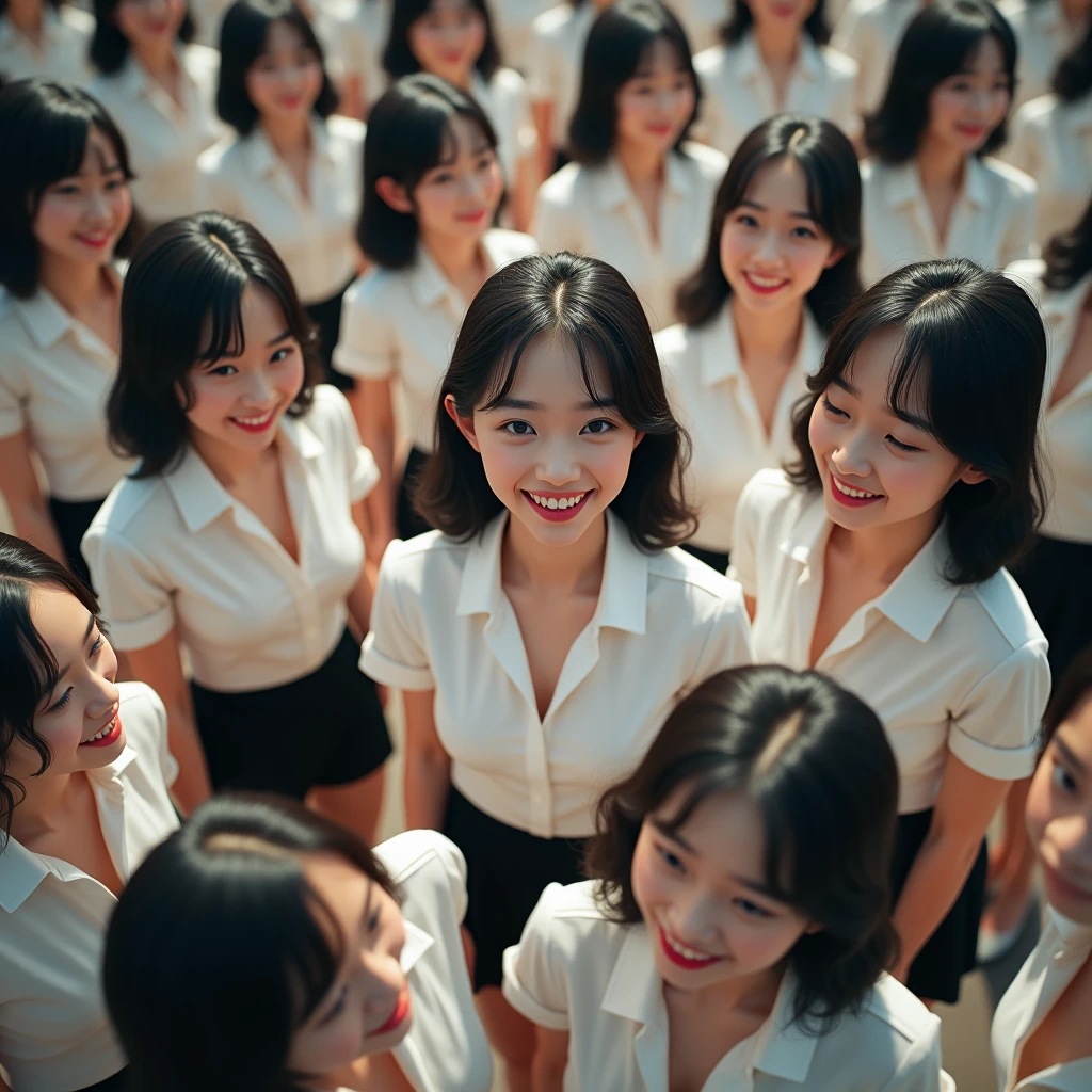 [Japanese Clone girls=Myself], (Perfect Clone girls Raw Photography Art), (16K, Highest quality, Ultra-high resolution, Unrealistic, Unprecedented sight, A world of cloned girls multiplying, Ultra-realistic), (Japanese, woman, 26-year-old), (((((Small face, (((((Thick black hair, Semi-long hair)))))))))), ((Very beautiful detailed girls, Accurate body structure, Very detailed body, (((((Big Tits, J-Cup))))), (((White shirt, I can see the cleavage, Black Mini Skirt))), ((Dark Eyes, Mature face, Cute Smile, A gentle gaze)), (((((Happy laughter))))), (((((Very detailed, 1girl-1,000,000cloning))))), (((((A very detailed and precise description of the doppelganger, Perfectly the same girl, The exact same smile, Perfect same hair, Perfect same clothes, Exactly the same height, Perfect same J-cup))))), (((((clone girls only))))), ((Filling the Earth 1,000,000,000,000,000,000,000,000,000,000,000,000,000人のclone girls, Super dense, Focus on the middle of the group, I&#39;m happy to be surrounded by countless versions of myself, I want to drown in love with countless versions of myself., I want to be drowned in love with countless versions of myself around me., Holding hands, hug, hug, kiss, Touching breasts)), ((The sight of the ultimate super-crowded, 異常なSuper dense, Countless clone girls packed together tightly)), ((Bright and soft light)), ((((((((Very detailed and clear hyper-perspective drawing)))))))), (((Subject depth zero))), Seeing from a bird's perspective
