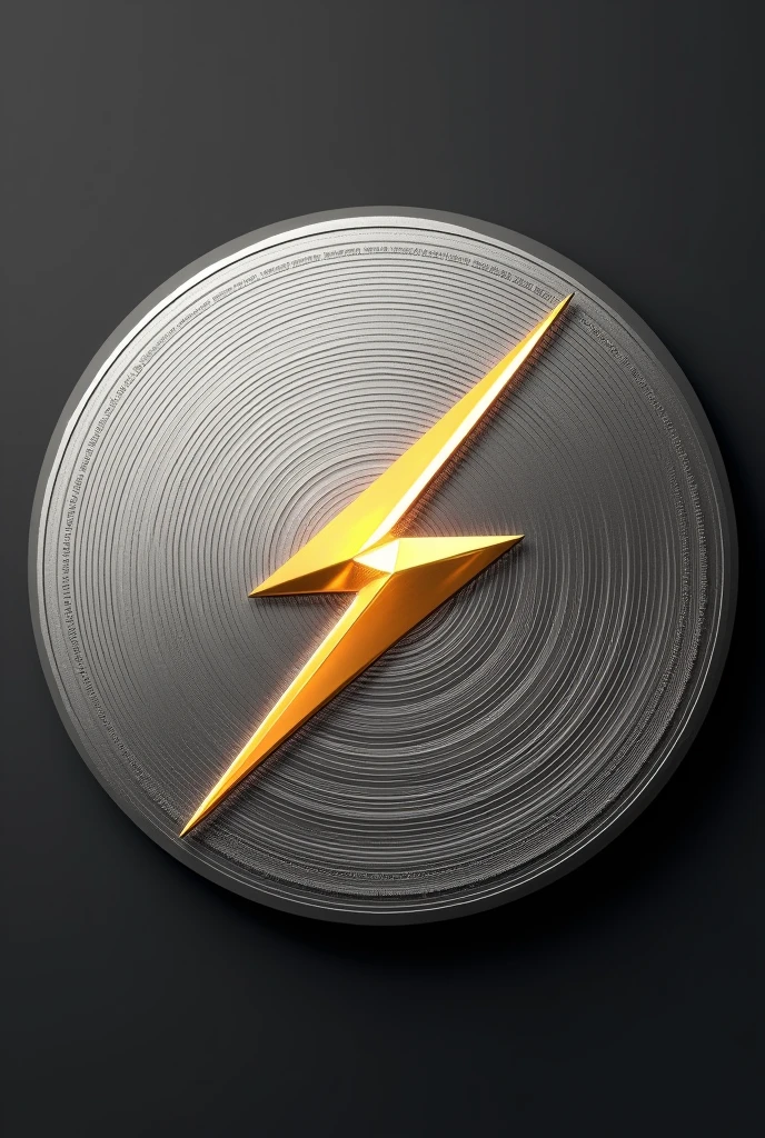 The Flex Coin is round, approximately 40 mm in diameter and 3 mm thick. On the obverse side in the center is a stylized "F" symbol resembling a lightning bolt or arrow, symbolizing speed and dynamism. The background of the coin is textured in a wavy or energy pattern emanating from the center. The color of the coin is matte silver, while the "F" symbol is in a contrasting gold or bronze hue. There are no inscriptions around the circumference to emphasize the minimalism and purity of the design.