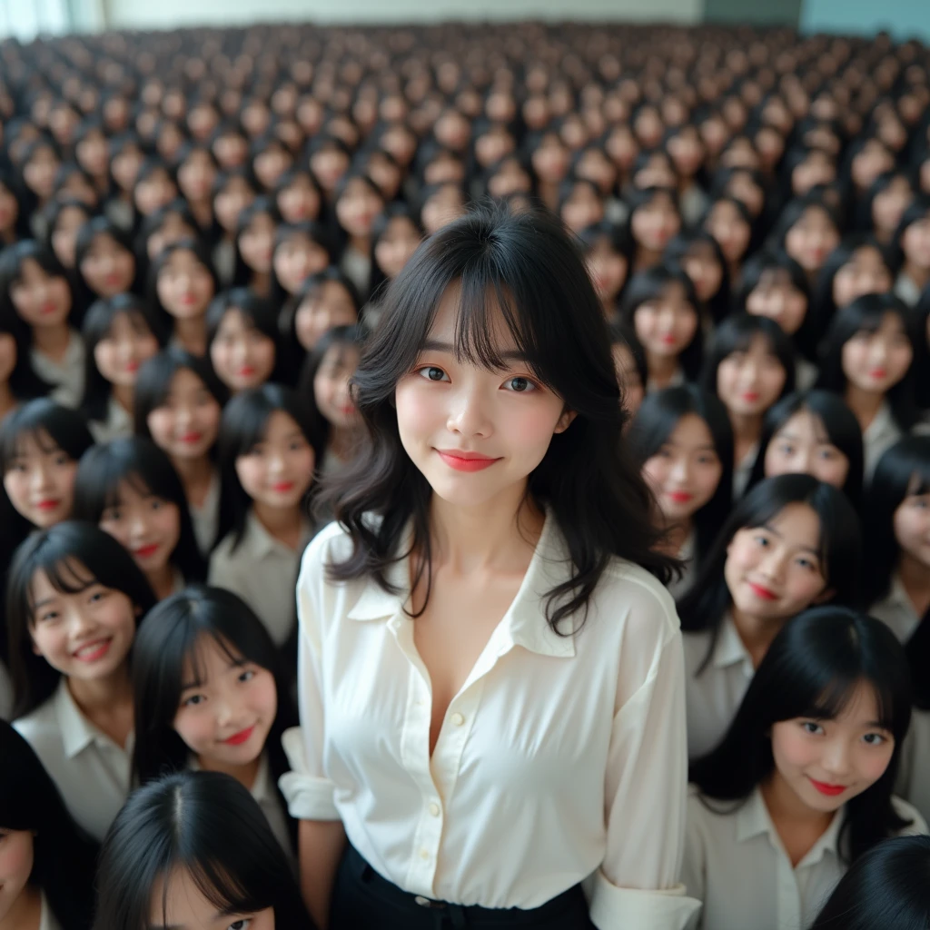 [Japanese Clone girls=Myself], [Perfect Clone girls Raw Photography Art], (16K, Highest quality, Ultra-high resolution, Unrealistic, Unprecedented sight, A world of cloned girls multiplying, Ultra-realistic), (Japanese, woman, 26-year-old), (((((Small face, (((((Thick black hair, Semi-long hair)))))))))), ((Very beautiful detailed girls, Accurate body structure, Very detailed body, (((((Big Tits, J-Cup))))), (((White shirt, I can see the cleavage, Black Mini Skirt))), ((Dark Eyes, Mature face, Cute Smile, A gentle gaze)), (((((Happy laughter))))), (((((Very detailed, 1girl-1,000,000cloning))))), (((((A very detailed and precise description of the doppelganger, Perfectly the same girl, The exact same smile, Perfect same hair, Perfect same clothes, Exactly the same height, Perfect same J-cup))))), (((((clone girls only))))), (((Filling the Earth 1,000,000,000,000,000,000,000,000,000,000,000,000,000人のclone girls, Super dense, Focus on the middle of the group, I&#39;m happy to be surrounded by countless versions of myself, I want to drown in love with countless versions of myself., I want to be drowned in love with countless versions of myself around me., Holding hands, hug, hug, kiss, Touching breasts))), (((The sight of the ultimate super-crowded, 異常なSuper dense, Countless clone girls packed together tightly))), ((Bright and soft light)), ((((((((Very detailed and clear hyper-perspective drawing)))))))), (((Subject depth zero))), Seeing from a bird's perspective