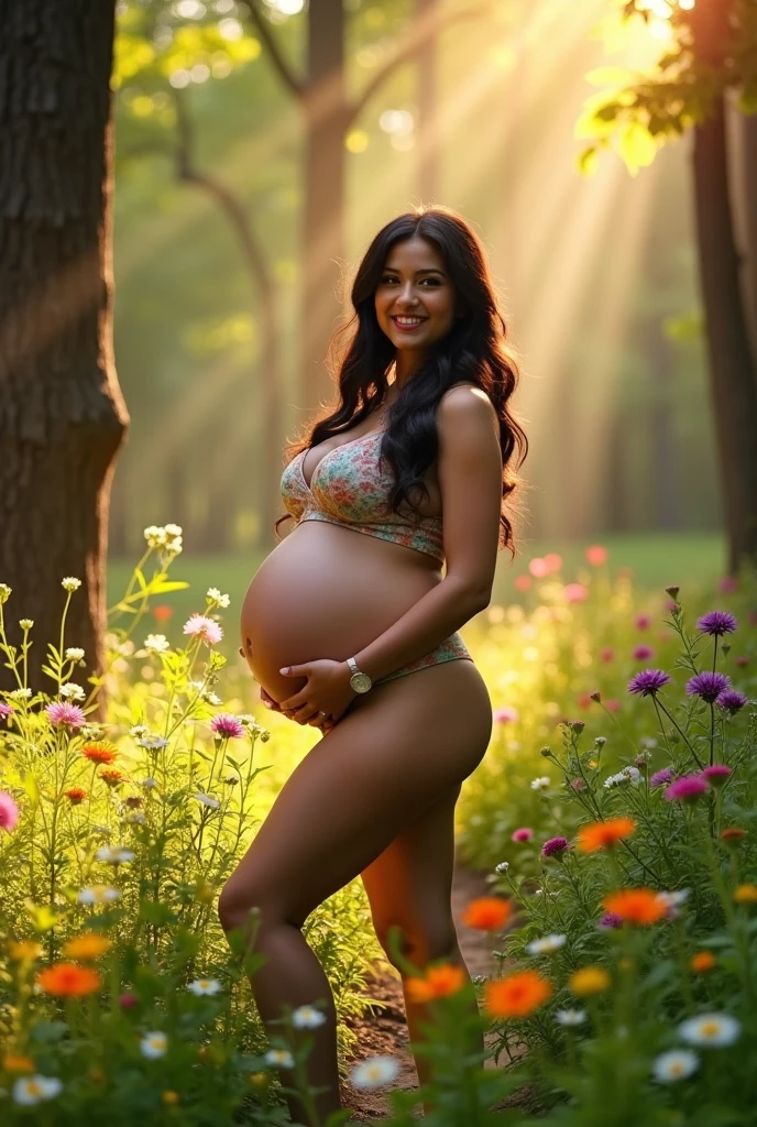 Sexy woman   big tits nature  very  pregnant 