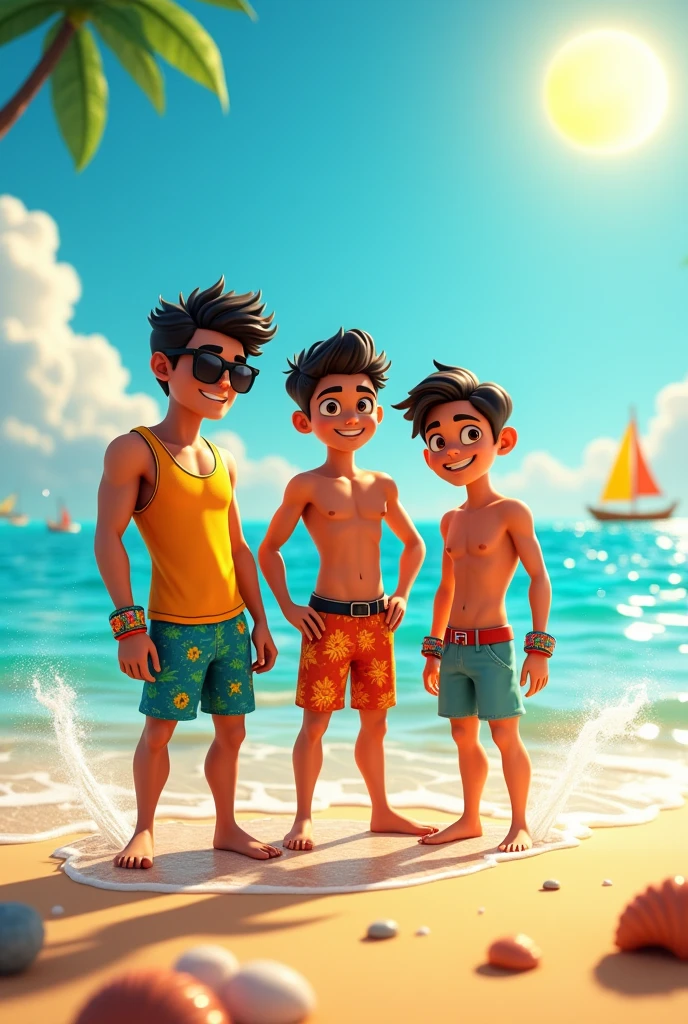 Yasir and sufyan and talalname 3d design with sea