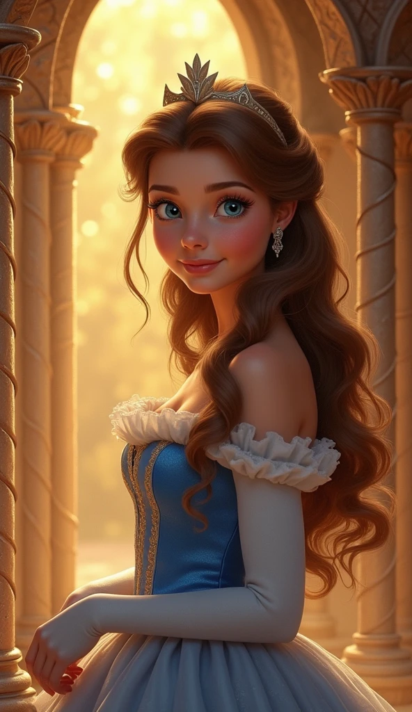 Belle in Beauty and the Beast、One person, solo, High resolution, chest, smile, Highest quality, accurate, masterpiece, Real、