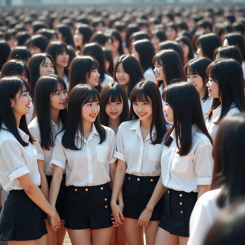 {Japanese Clone girls=Myself}, [Perfect Clone girls Raw Photography Art], (16K, Highest quality, Ultra-high resolution, ((Unrealistic, Unprecedented sight, (A world of cloned girls multiplying), Ultra-realistic))), (Japanese, woman, 26-year-old), (((((Small face, (((((Thick black hair, Semi-long hair)))))))))), ((Very beautiful detailed girls, Accurate body structure, Very detailed body, (((((Big Tits, J-Cup))))), (((White shirt, I can see the cleavage, Black Mini Skirt))), ((Dark Eyes, Mature face, Cute Smile, A gentle gaze)), (((((Happy laughter))))), (((((Very detailed, 1girl-1,000,000cloning))))), (((((A very detailed and precise description of the doppelganger, Perfectly the same girl, The exact same smile, Perfect same hair, Perfect same clothes, Exactly the same height, Perfect same J-cup))))), (((((clone girls only))))), (((Filling the Earth 1,000,000,000,000,000,000,000,000,000,000,000,000,000人のclone girls, Super dense, Focus on the middle of the group, I&#39;m happy to be surrounded by countless versions of myself, I want to drown in love with countless versions of myself., I want to be drowned in love with countless versions of myself around me., Holding hands, hug, hug, kiss, Touching breasts))), (((The sight of the ultimate super-crowded, 異常なSuper dense, Countless clone girls packed together tightly))), ((Bright and soft light)), ((((((((Very detailed and clear hyper-perspective drawing)))))))), (((Subject depth zero))), Seeing from a bird's perspective