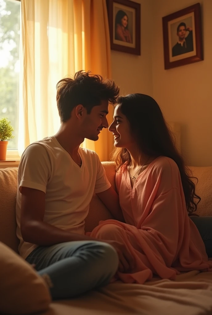 An 19 year old Indian naked girl with zero figure sat on a 18 year old slim indian boy lap
Middle class room romantic scene