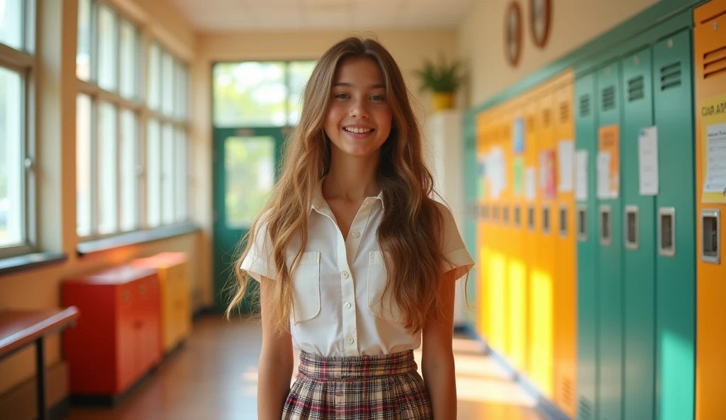 15-year-old beautiful school girl in diaper realistic photo 