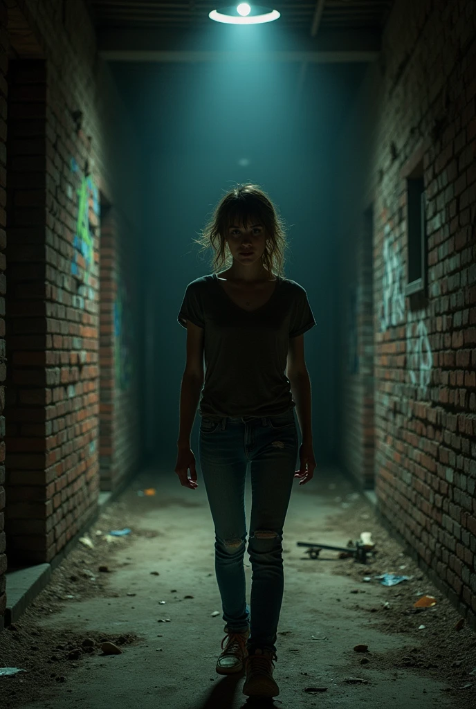 She scanned the room, her flashlight beam dancing over the walls.**