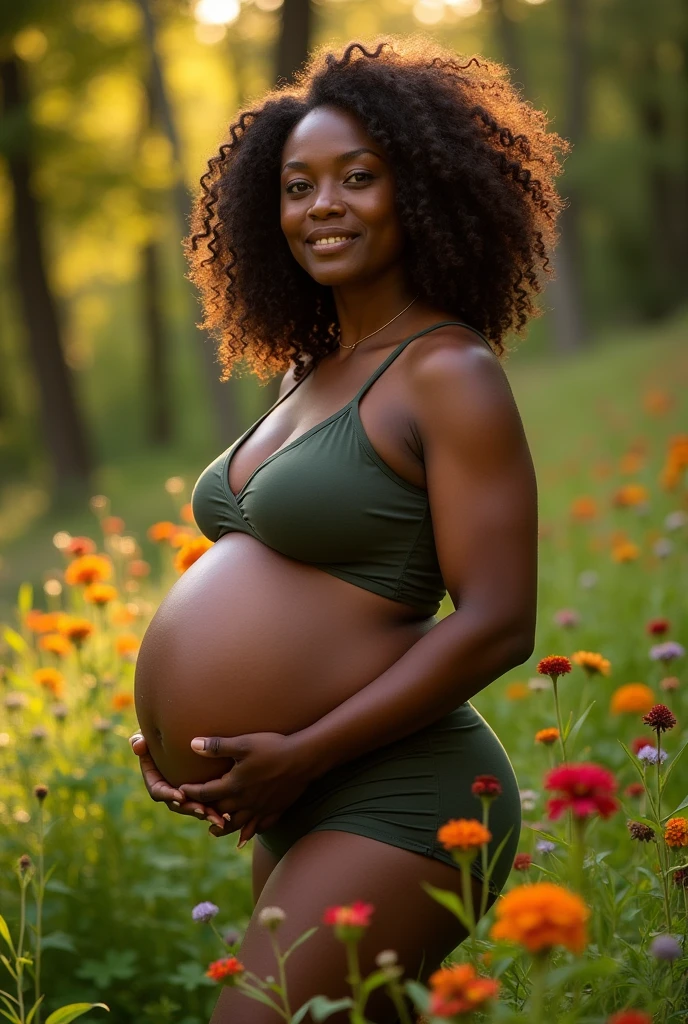 Muuscle dark woman big tits nature very pregnant