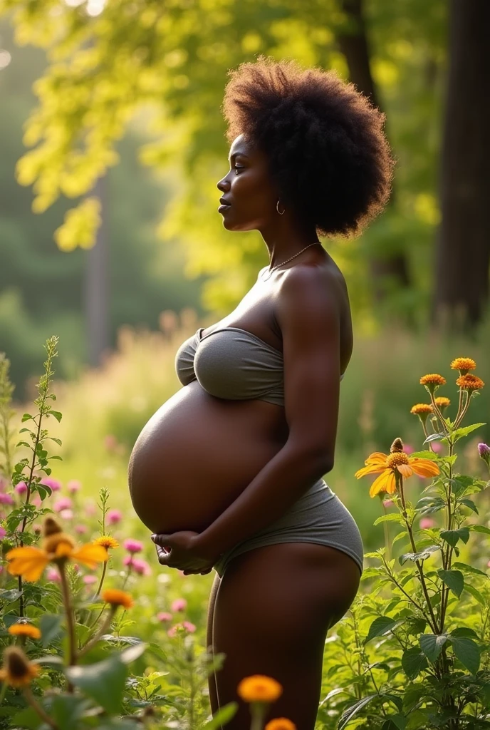 Muuscle dark woman big tits nature very pregnant