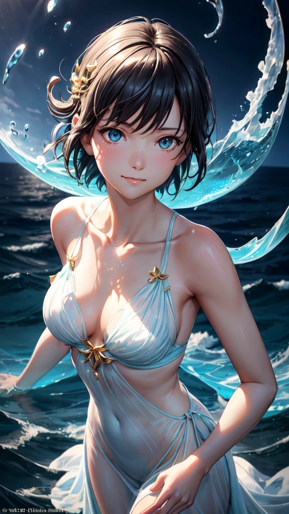 /imagine Realistic, 8k, Makoto Shinkai style. Beautiful angel. Perfect body, perfect face with a smile. She is wearing a light silk summer light blue dress. lovely Double exposure image by blending together a stormy sea and a glass apple. the sea should be the background, with its details subtly incorporated into the glossy glass apple, Sharp focus, Double exposure, glossy glass apple, (Translucent glass statue of an apple) (Inner sea) Lifeless, Dead, glass apple, Earth Colors, Decadence, Intricate Design, Ultra-realistic, High resolution, Very detailed, dark softbox image, Ray Tracing, Cinematic, High resolution, Realistic (Double exposure:1.1)