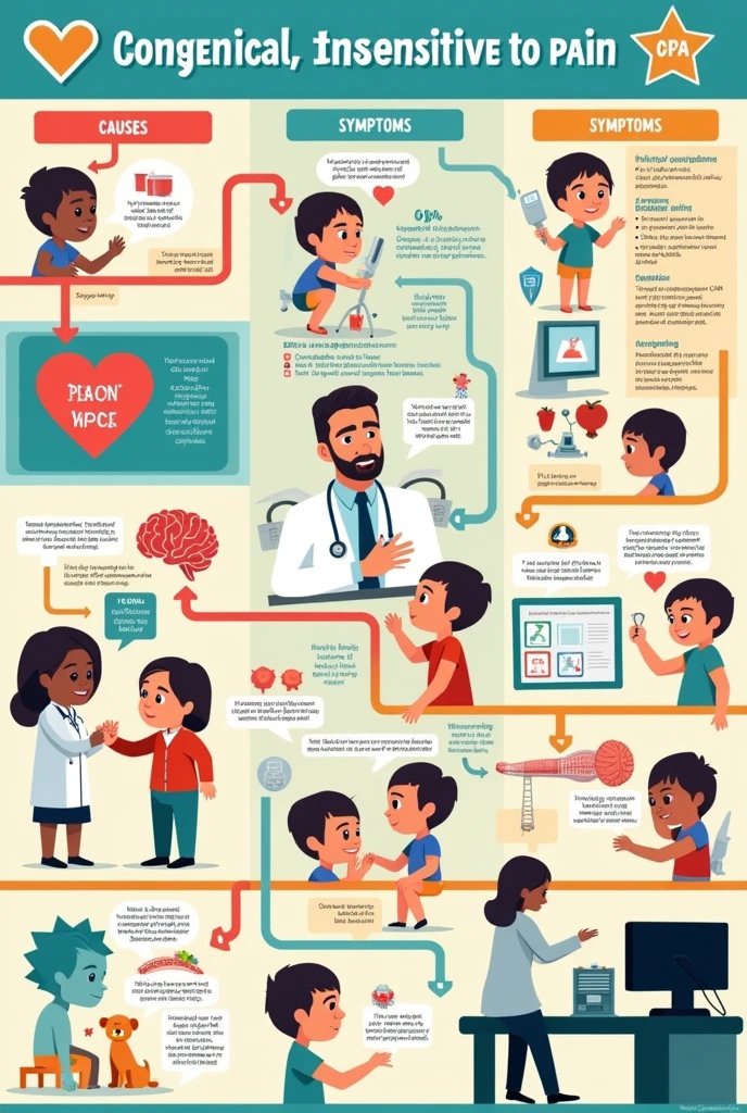 Congenital Insensitivity to Pain cipa patients flowchart animtion with simple explanation 