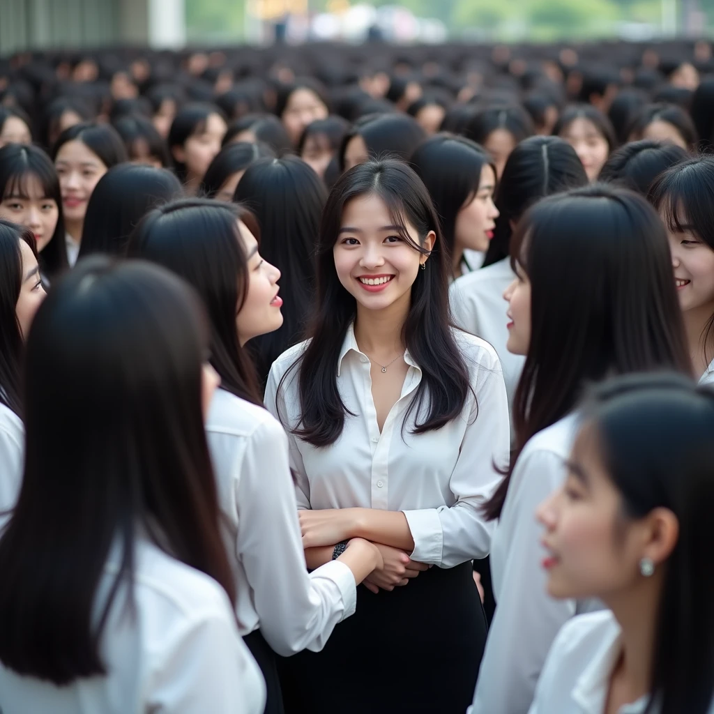 [Japanese Clone girls=Myself], [Perfect Clone girls Raw Photography Art], (16K, Highest quality, Ultra-high resolution, ((Unrealistic, Unprecedented sight, ((A world of cloned girls multiplying)), Ultra-realistic))), (Japanese, woman, 26-year-old), (((((Small face, (((((Thick black hair, Semi-long hair)))))))))), ((Very beautiful detailed girls, Accurate body structure, Very detailed body)), (((Big Breasts, Large, swelling breasts))), (((White shirt, I can see the cleavage, Black Mini Skirt))), ((Dark Eyes, Mature face, Cute Smile, A gentle gaze)), (((((Happy laughter))))), (((((Very detailed, 1girl-1,000,000cloning))))), (((((A very detailed and precise description of the doppelganger, Perfectly the same girl, The exact same smile, Perfect same hair, Perfect same clothes, Exactly the same height, 完璧な同じLarge, swelling breasts))))), (((((clone girls only))))), (((Filling the Earth 1,000,000,000,000,000,000,000,000,000,000,000,000,000 Myself, Super dense, Focus on the middle of the group, I&#39;m happy to be surrounded by countless versions of myself, I want to drown in love with countless versions of myself., I want to be drowned in love with countless versions of myself around me., Holding hands, hug, hug, kiss, Touching breasts))), (((The sight of the ultimate super-crowded, 異常なSuper dense, Countless clone girls packed together tightly))), ((Bright and soft light)), ((((((((Very detailed and clear hyper-perspective drawing)))))))), (((Subject depth zero))), Seeing from a bird's perspective