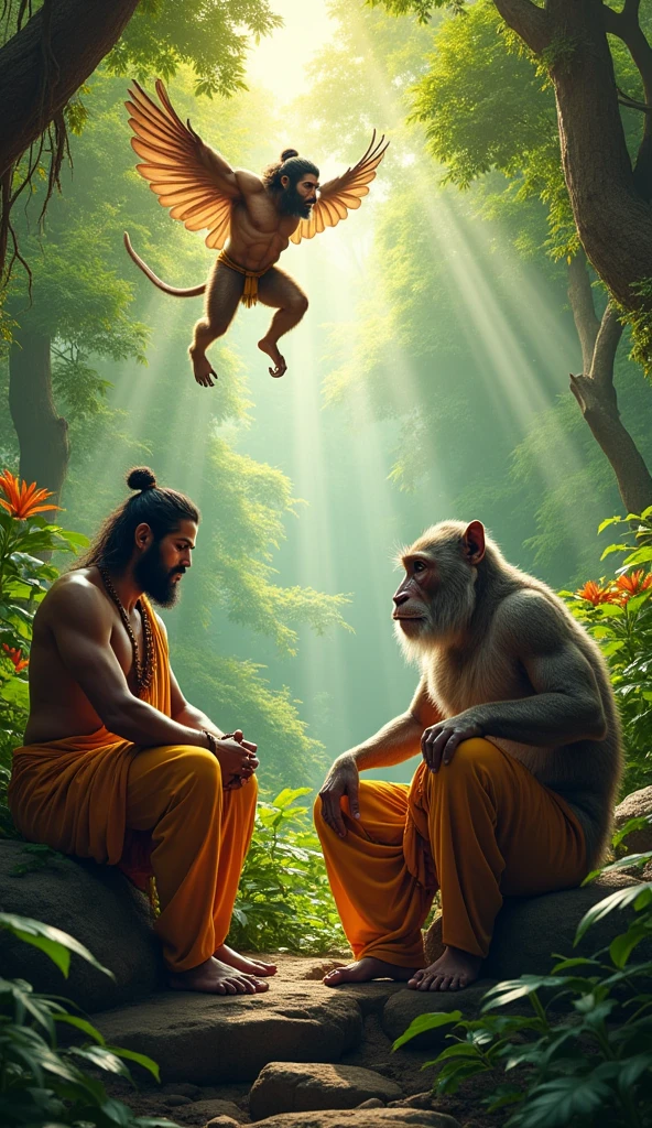 Ram, laxman, hanuman monkey god and monkey man sugreev both are seat
 in junglee