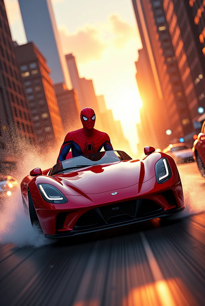 Spiderman in the car