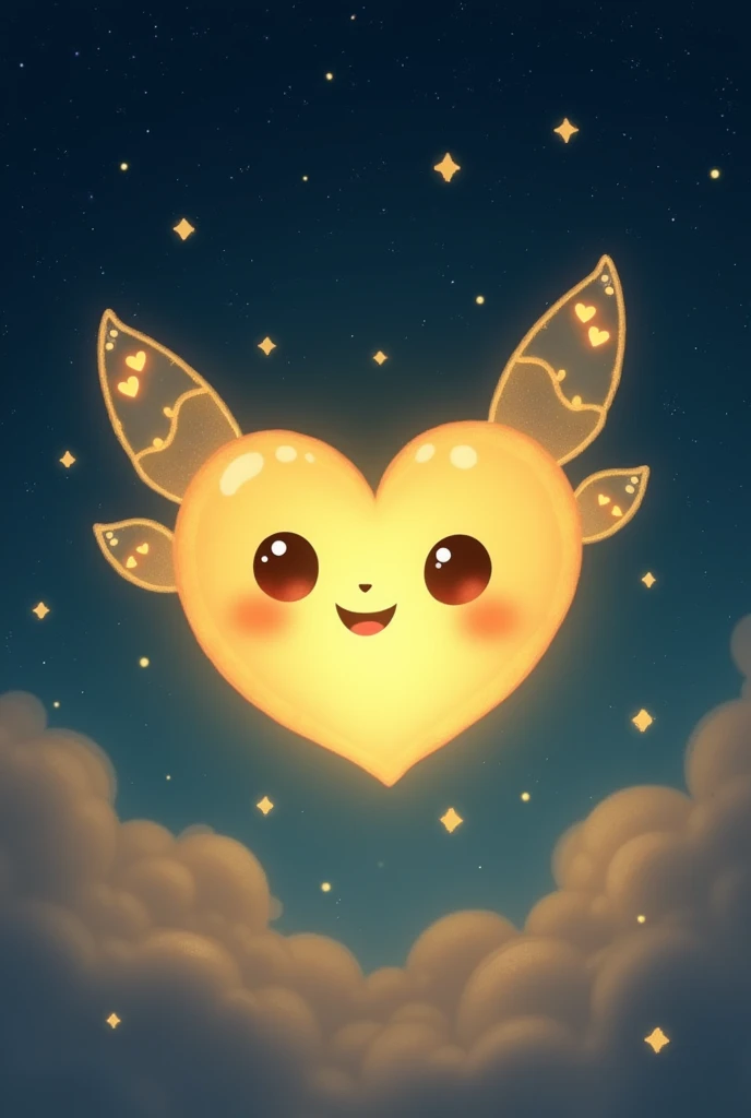 Lumi is a small golden heart-shaped light, representing the hope and inner light that we all carry, mesmo nos momentos mais sombrios. with big and expressive eyes, Lumi always has a soft smile, symbolizing empathy and acceptance. Its bright wings suggest the idea that it is possible to find the lightness and strength to move forward., even when everything seems difficult.