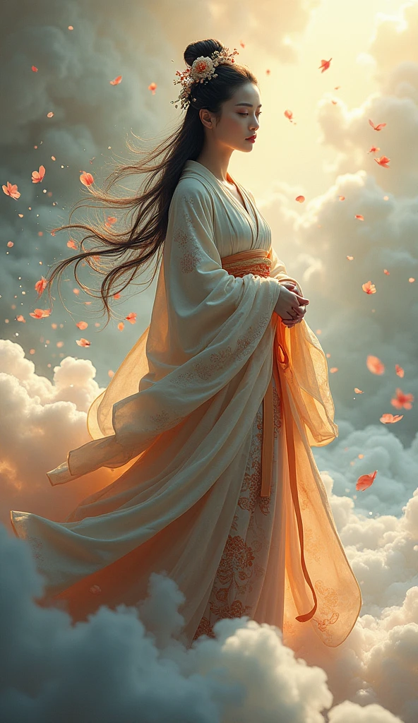 Divination Japanese Goddess Strong Goddess Upper Body Background is God々Shining beautifully Size 9:16 Vertical