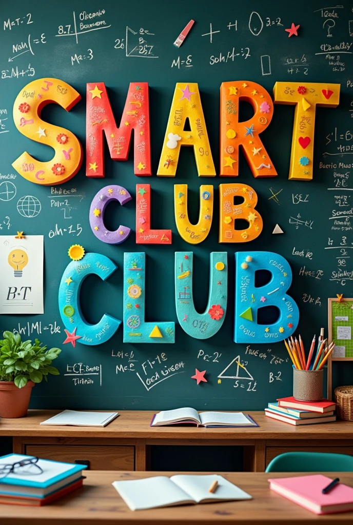 Generate AI jmage of word SMART CLUB as a title for Math Bulletin Board